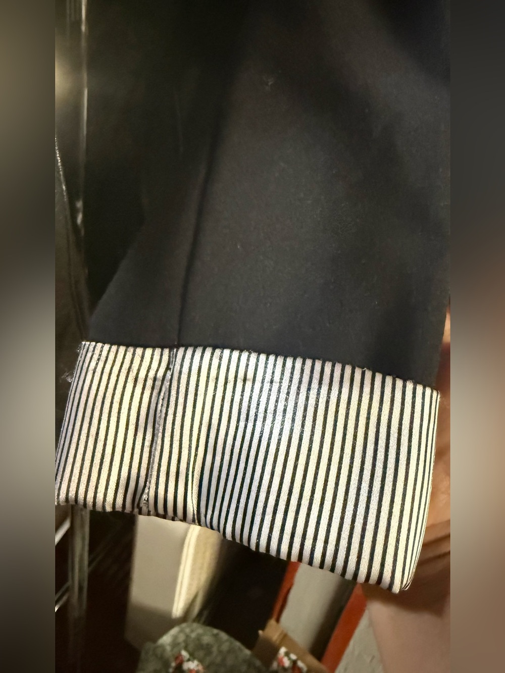 IZ BYER Black 3/4 Sleeve Blazer Jacket Striped Cuffed Linings XS Office Business - Picture 5 of 5